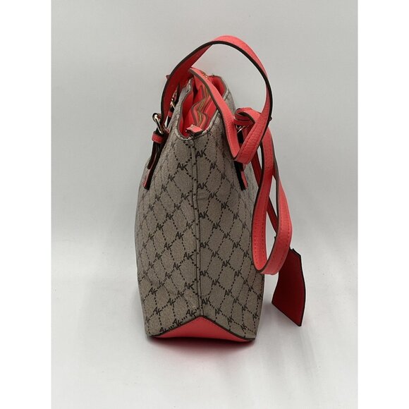 Anne Klein Pre- Owned Shoulder Bag Tan Trim - Pink Strap Gold AK Logo - Picture 3 of 13